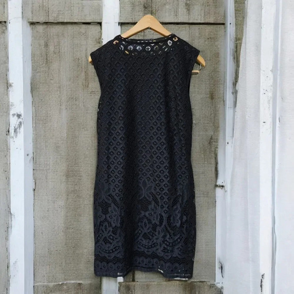 Isaac Mizrahi Live! Sleveless Black Lace Eyelet Shift Dress Small - Picture 2 of 7